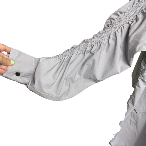 Fabletics Giana Weather Resistant Removable Hoodie Jacket Raincoat Women’s Gray - Picture 7 of 11